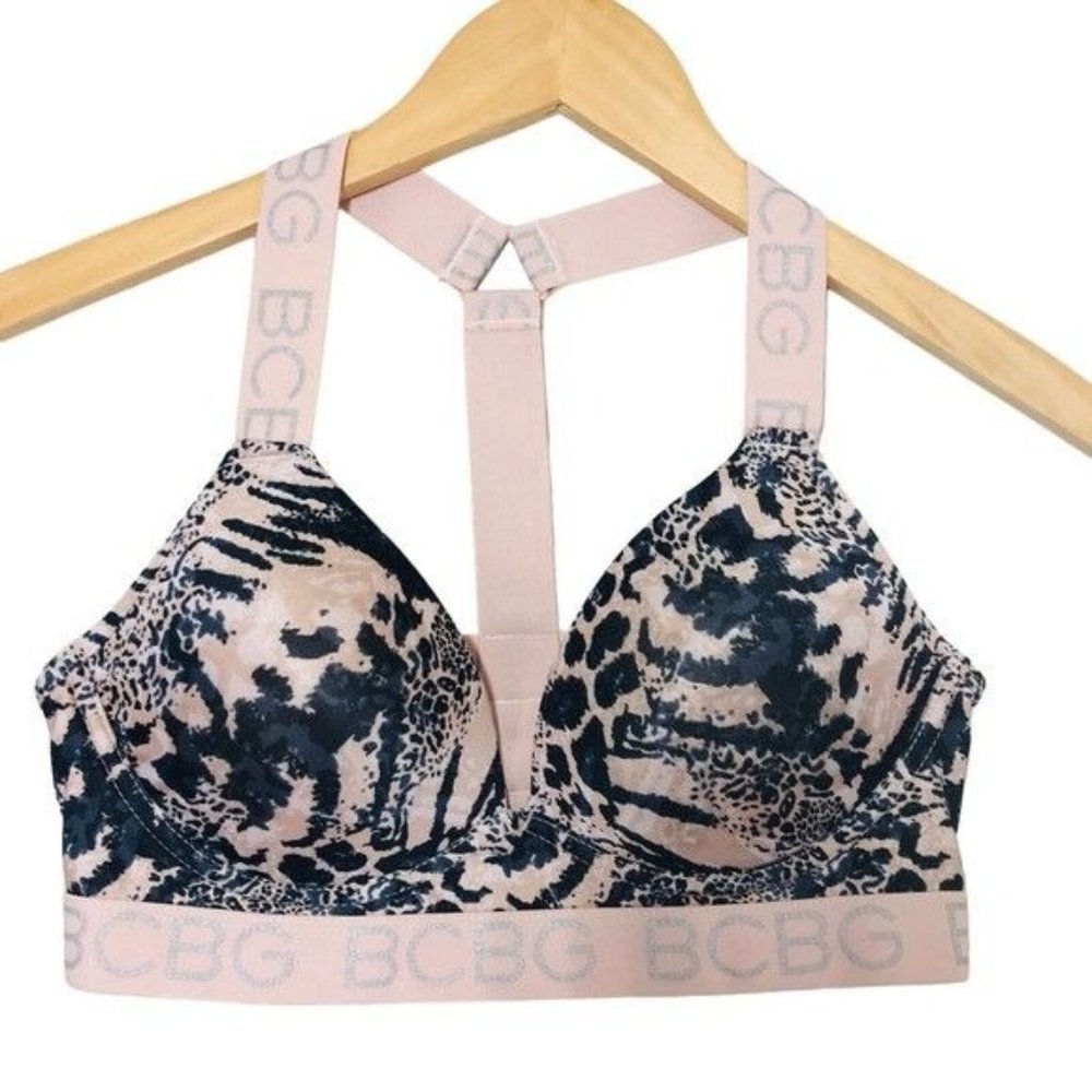 BCBGeneration Animal Print Strappy Logo Bra 34B